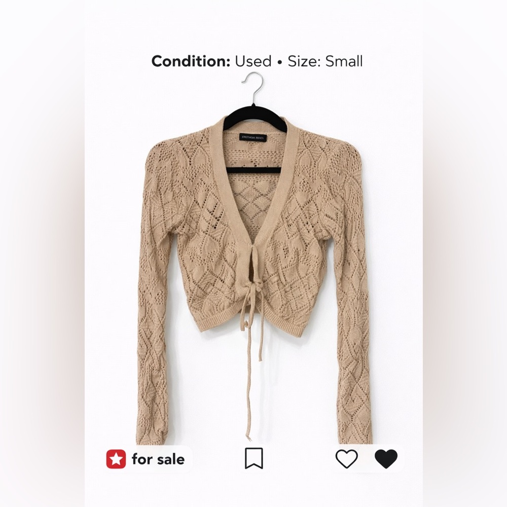 Streetwear Society Tan Openwork Knit Cardigan